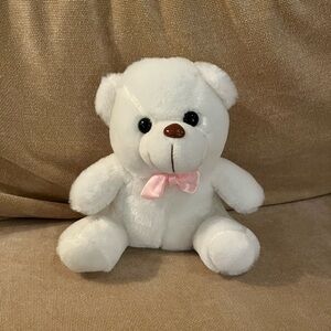White Teddy Bear with Pink Bow (Ghost detecting bear)